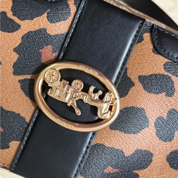 Coach Brown and Black Crossbody Bag with Monogram Pattern - Picture 6 of 8